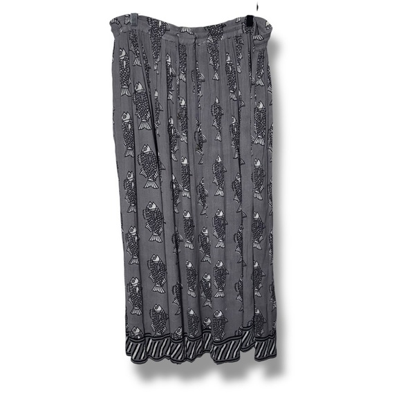 Vintage Chico's Broomstick Maxi Long Skirt Grey Black Fish One Size 90s Y2K - Picture 2 of 14